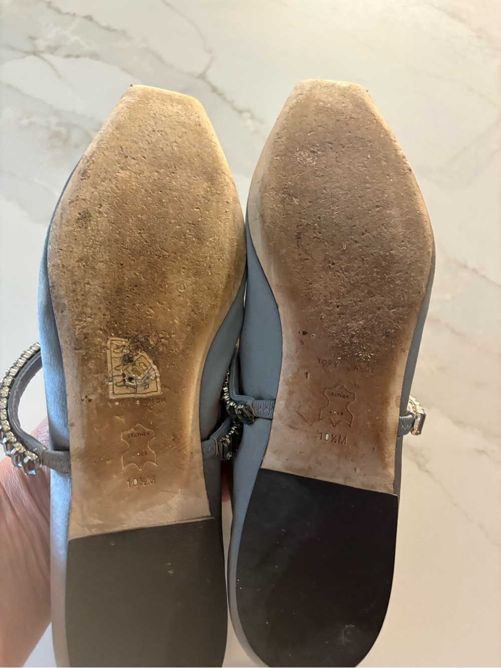 Tory Burch Silver Satin Embellished Ballet Flats - Picture 6 of 7